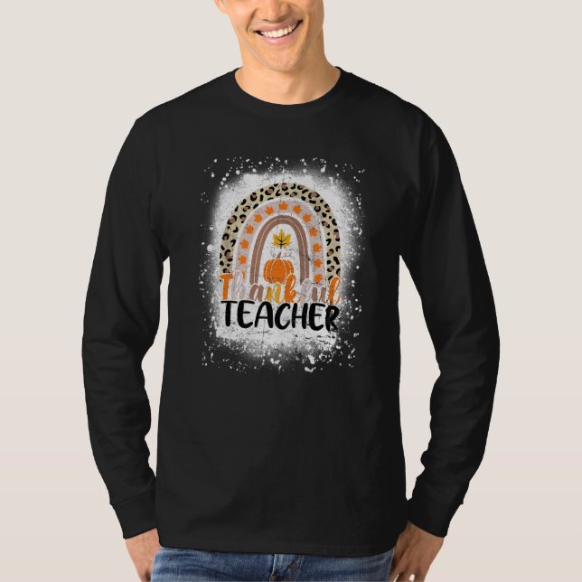 Camiseta Retro Thanksgiving Teacher Thankful Teacher Rainbo (Frente)