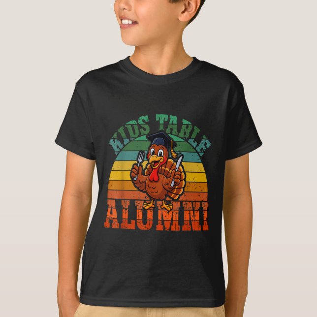 Camiseta Retro Thanksgiving Turkey Graduate Kids Table Alum (Frente)