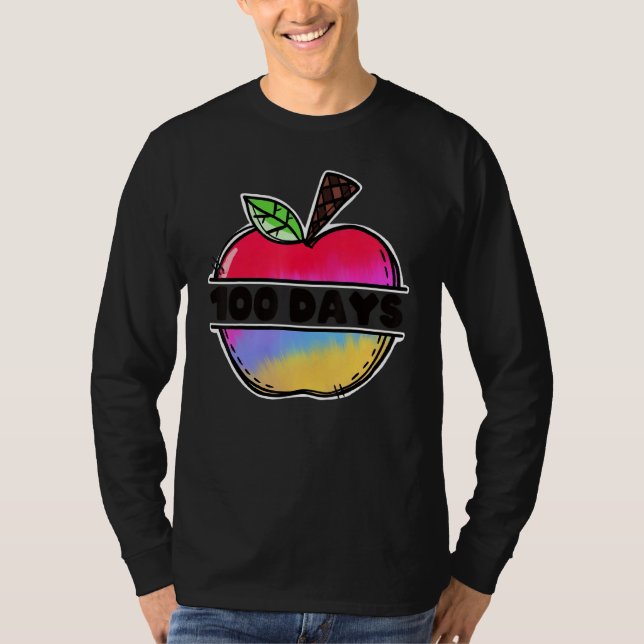 Camiseta Retro Tie Dye Apple Happy 100 Days Of School Teach (Frente)