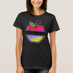 Camiseta Retro Tie Dye Maçã Feliz 100 Dias De Escola Ensine
