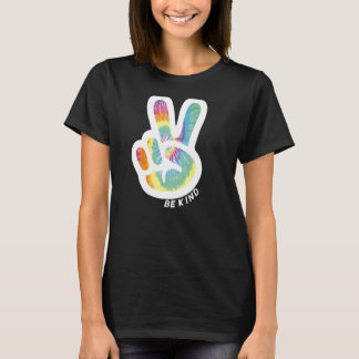 Camiseta Retro Tie Dye Peace Sign Seja gentil com amor pela