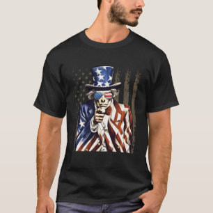 Camiseta Retro Tio Sam Skull EUA Sinalizador Americano Ócul