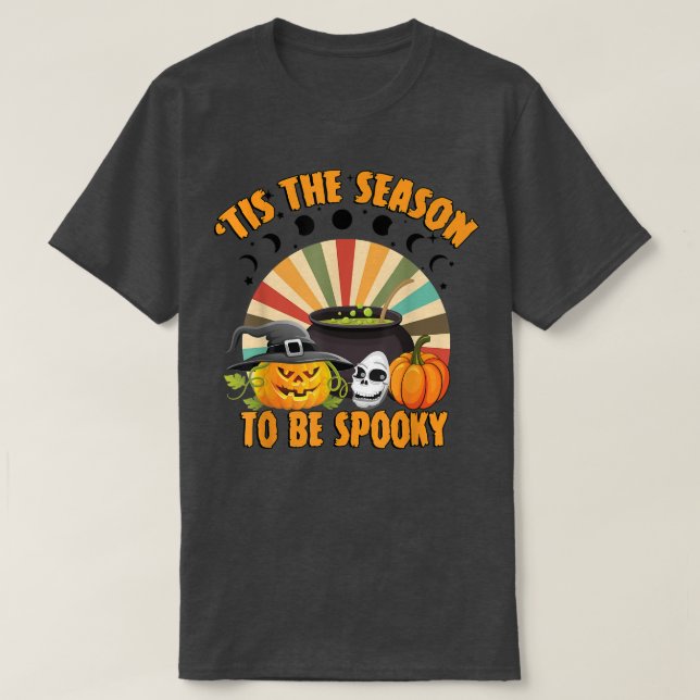 Camiseta Retro Tis The Season To Be Spooky Moonphase Witch  (Frente do Design)