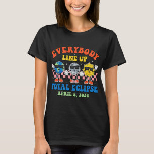 Camiseta Retro Todos Alinhando Eclipse Solar Total 2024 E