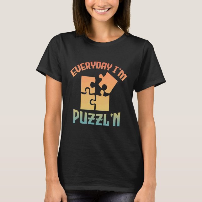 Camiseta Retro todos os dias, sou o Quebra-cabeça Puzzl'n J (Frente)