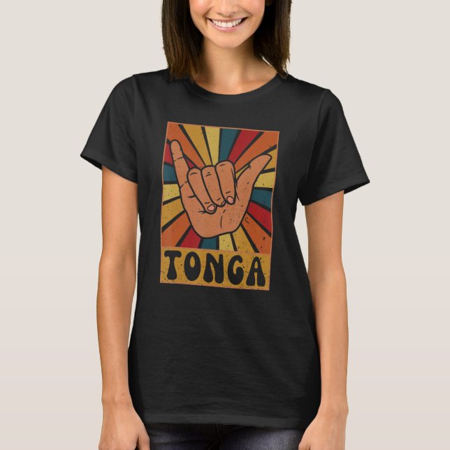 Camiseta Retro Tongan Shaka Sinal Tonga Souvenir Orgulho To (Frente)