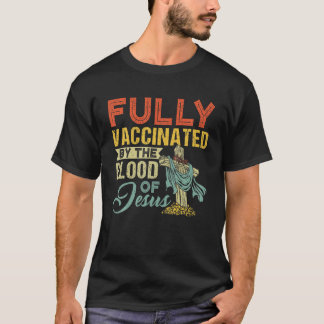 Camiseta Retro Totalmente Vacinado Pelo Sangue De Jesus Eng
