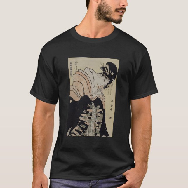 Camiseta Retro-Trabalho de arte Takigawa Japonês Da Tea-Hou (Frente)