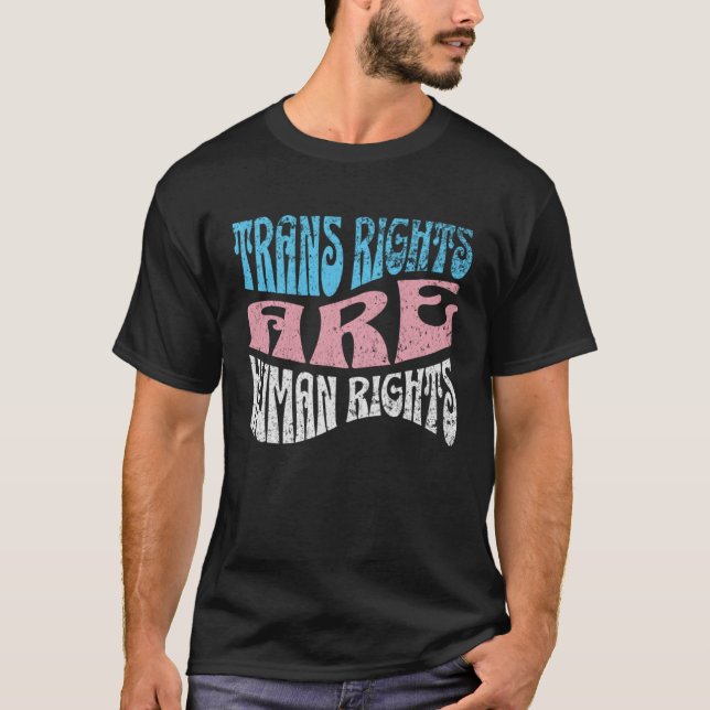 Camiseta Retro Trans Right are Human Rights Transgender LGB (Frente)