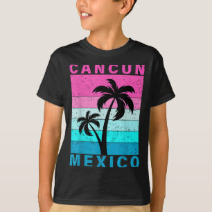 Camiseta Retro Tropical Sunset Cancun Beach Mexico Summer V