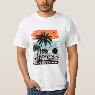 Camiseta Retro Tropical Sunset Palm Tree T-Shirt – Minimal 