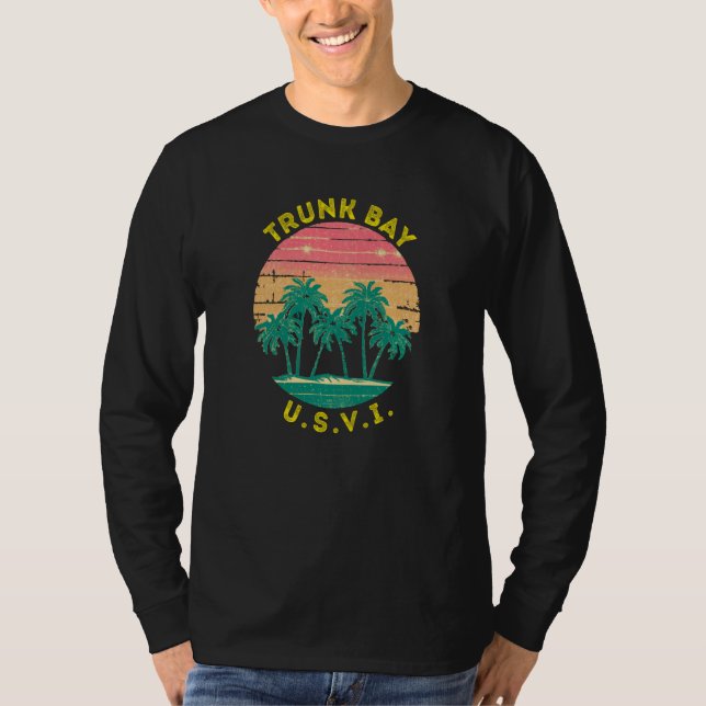 Camiseta Retro Trunk Bay Vacation Souvenir Palm Tree (Frente)