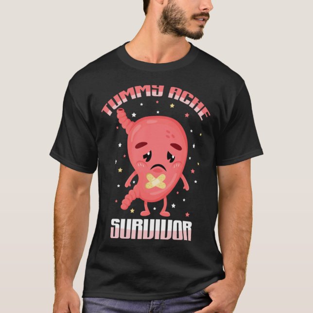 Camiseta Retro Tummy Ache Survivor Stomach Ache Recovery  I (Frente)