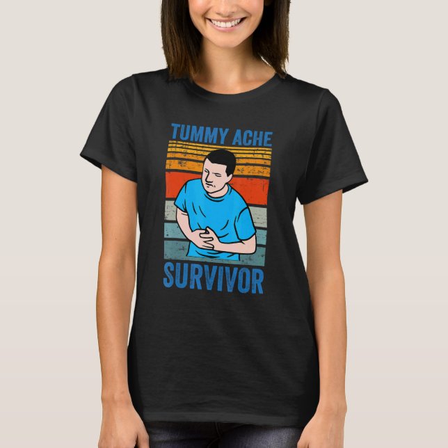 Camiseta Retro Tummy Ache Survivor   Stomachache IBS   Meme (Frente)