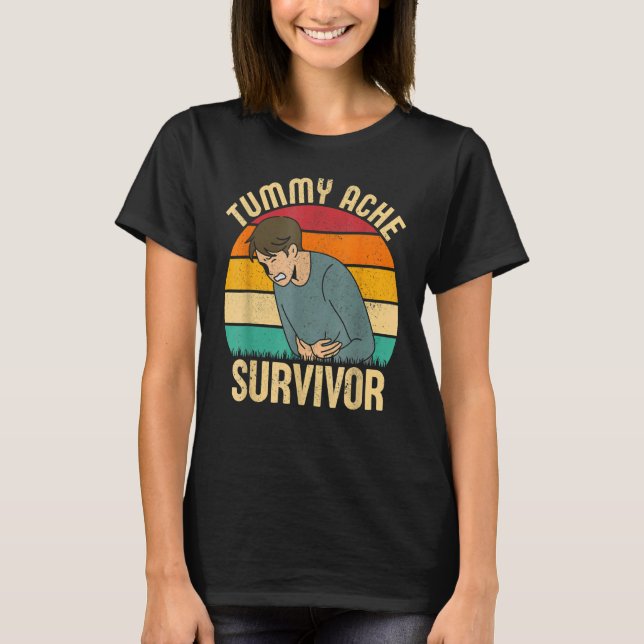 Camiseta Retro Tummy Ache Survivor Stomachache  Men Women (Frente)