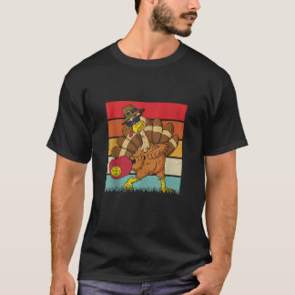 Camiseta Retro Turkey Pickleball Ball Autumn Fall Vibes Tha