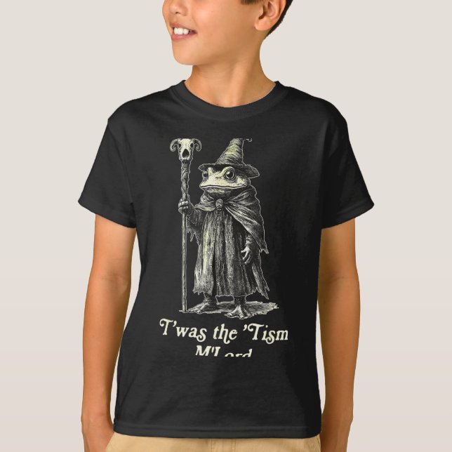 Camiseta Retro T'was The tism M'lord Funny Witch Frog Graph (Frente)