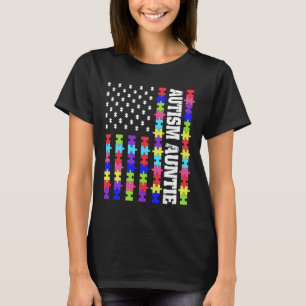 Camiseta Retro U Flag Autism Auntie Quebra-cabeça Autitic A