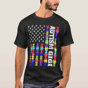 Camiseta Retro U Flag Autism Gigi Quebra-cabeça Autitic Awa