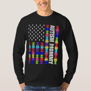 Camiseta Retro U Flag Autism Mamãe Awarts Autista Quebra-ca