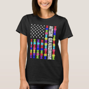 Camiseta Retro U Flag Autismo Avó Quebra-cabeça Autista Awa