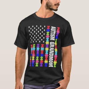 Camiseta Retro U Flag Autismo Avó Quebra-cabeça Autista Awa