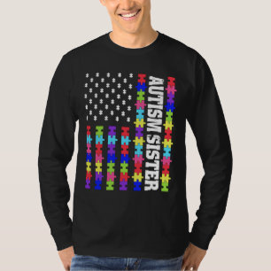 Camiseta Retro U Flag Autismo Irmã Quebra-cabeça Autista Au