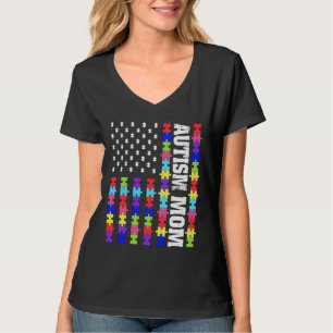 Camiseta Retro U Flag Autismo Mãe Quebra-cabeça Awarenes Au