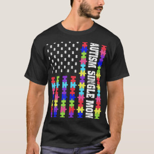 Camiseta Retro U Flag Autismo Solteiro Mãe Quebra-cabeça Au
