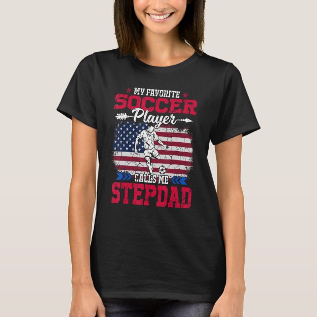 Camiseta Retro U Flag Soccer Player Me Chama Stepdad 4º (Frente)