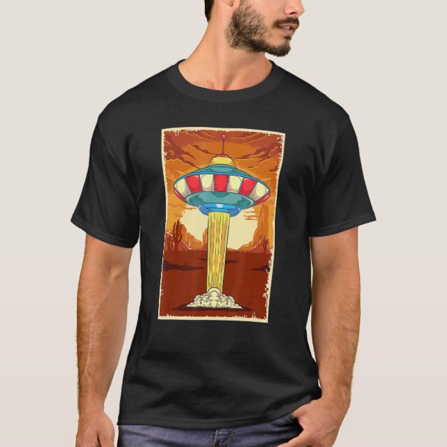 Camiseta Retro Ufo Abdução de Alienígenas Sci Fi Extraterre (Frente)