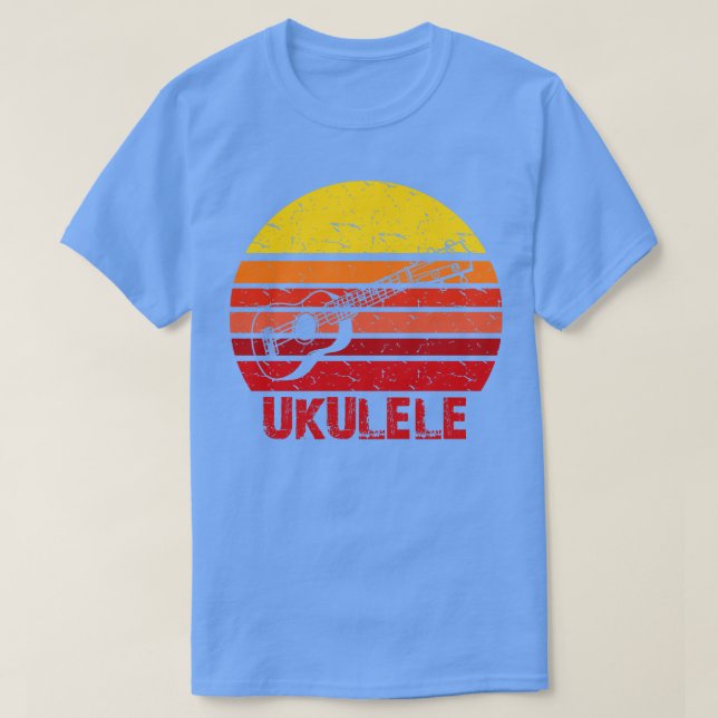 Camiseta Retro Ukulele Sun Silhouette (Frente do Design)