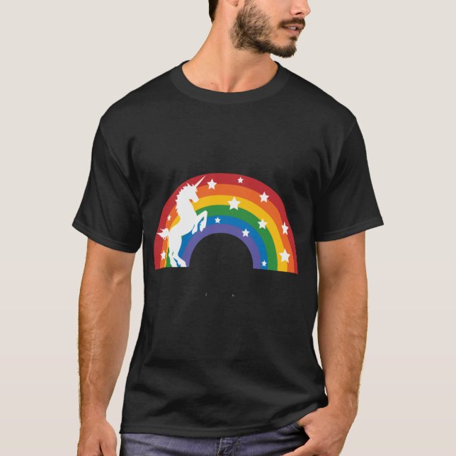 Camiseta Retro Unicorn and Rainbow retro boy (Frente)