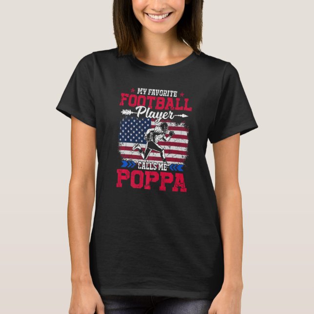 Camiseta Retro Usa Flag Football Player Me Chamar Poppa 4º (Frente)
