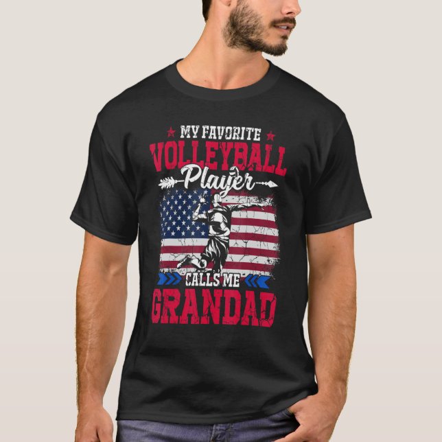 Camiseta Retro Usa Flag Voleibol Me Chama Avô (Frente)