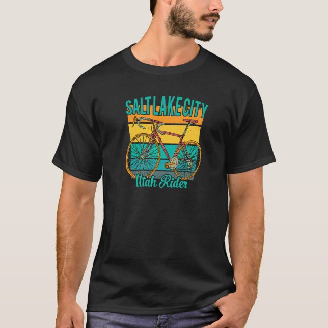 Camiseta Retro Utah Rider Para Salt Lake City Bicycle Enthu (Frente)