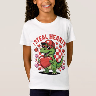 Camiseta Retro Valentine Dinosaur Holding Heart TEE, Cute I