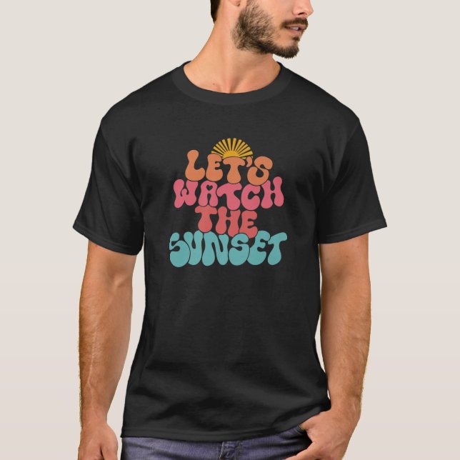 Camiseta Retro Vamos Assista A Praia Sunset Trendy Vibes Fu (Frente)