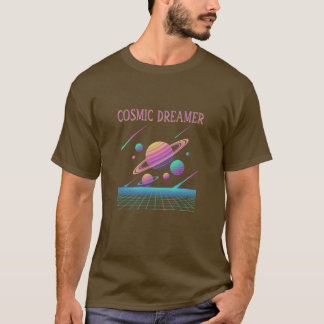 Camiseta Retro Vaporwave Planets Synthwave