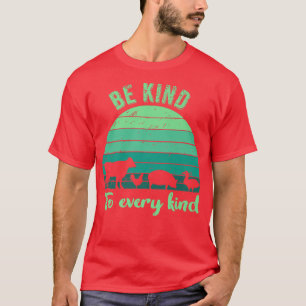 Camiseta Retro Vegan Seja gentil Com Todos Os Tipos De Amig
