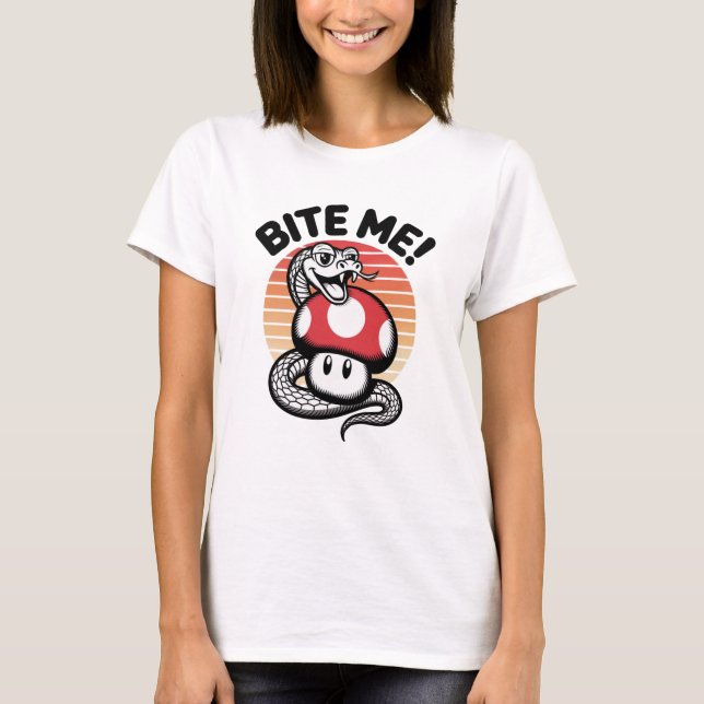 Camiseta Retro Veneno – Me Morde! (Frente)