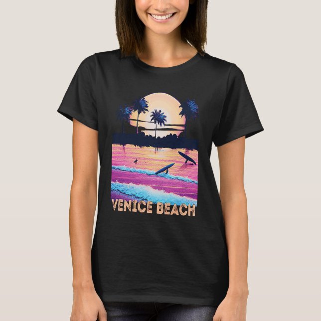 Camiseta Retro Venice Beach California Souvenir Surf (Frente)