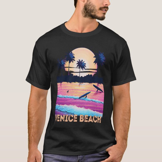 Camiseta Retro Venice Beach California Souvenir Surf (Frente)