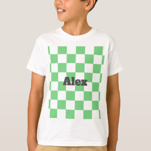 Camiseta Retro Verde Tabuleiro de Xadrez Tile Y2K