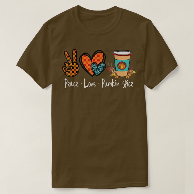 Camiseta Retrô Verificado Com Amor Pela Paz Pumpkin Spice F (Frente do Design)