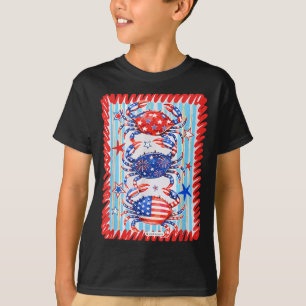 Camiseta Retro Vermelho Branco Azul Caranguejo Vibrações de