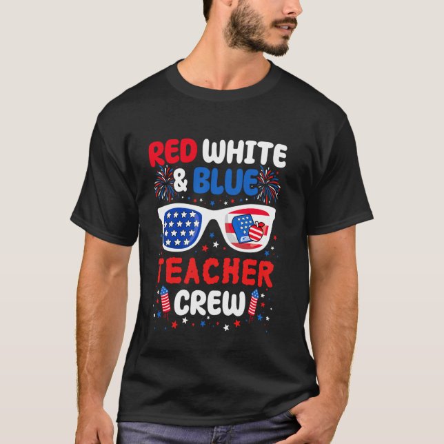 Camiseta Retro Vermelho Branco Azul Equipe de Professor 4 d (Frente)