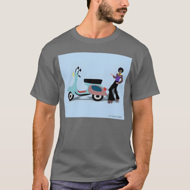 Camiseta Retro Vespa Style 70s Disco Man Illustration vinta (Frente)