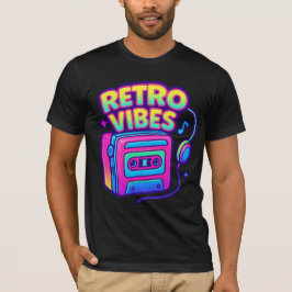 Camiseta Retro Vibes Neon Cassette Player T-Shirt