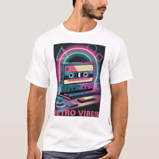 Camiseta Retro Vibes: Neon Cassette T-Shirt